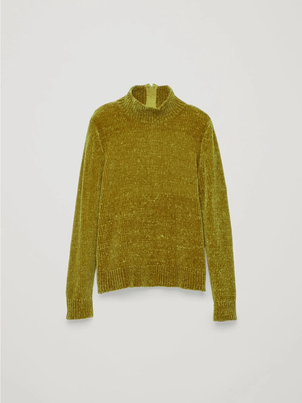 COS Olive Green Chenille Turtleneck Sweater Jumper with Zip Size XS